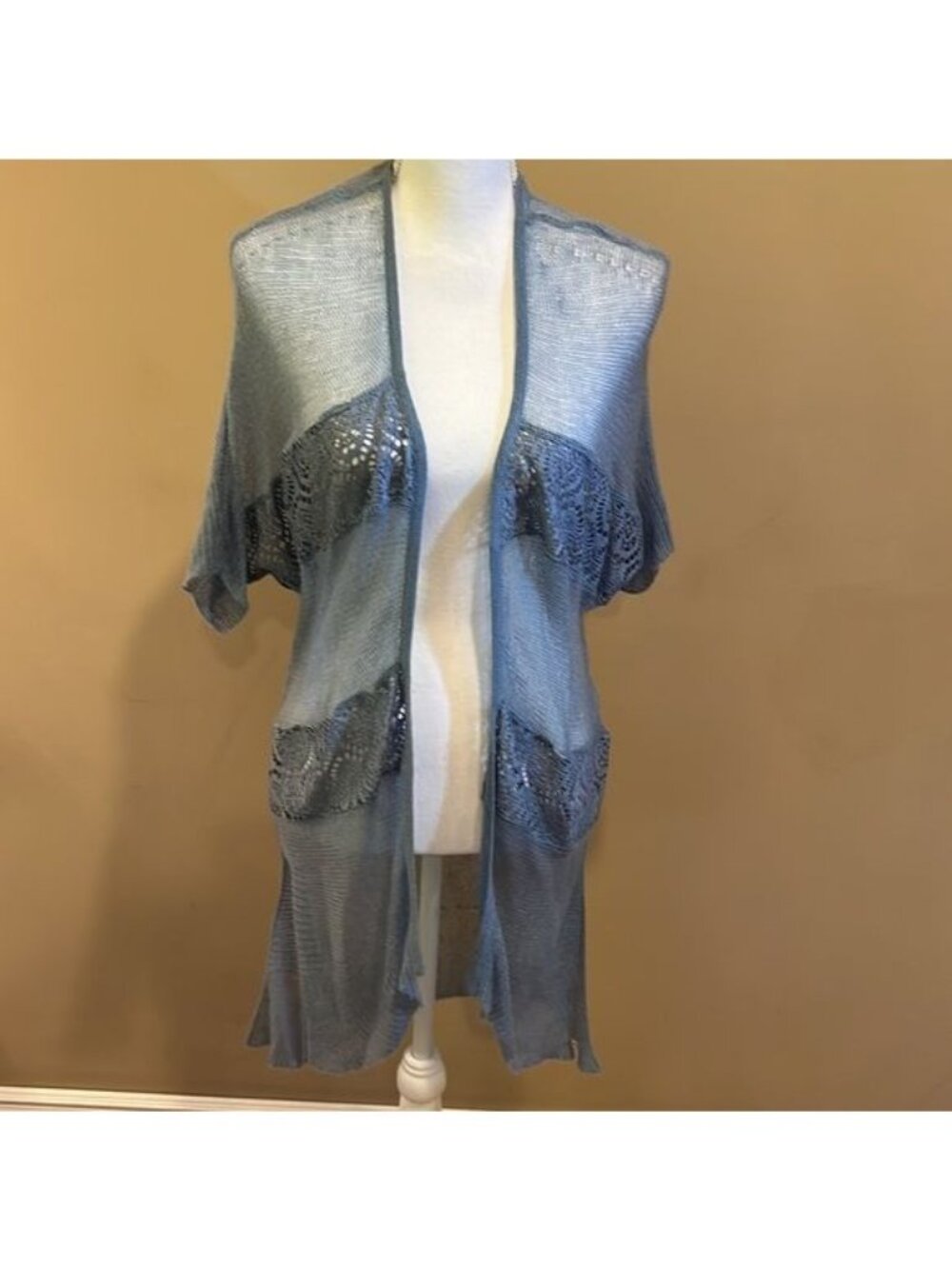 Chico’s Sweater Larkyn Lace Cardigan Western Bluebird Color Small Chico’s 0 NWT - Picture 7 of 13